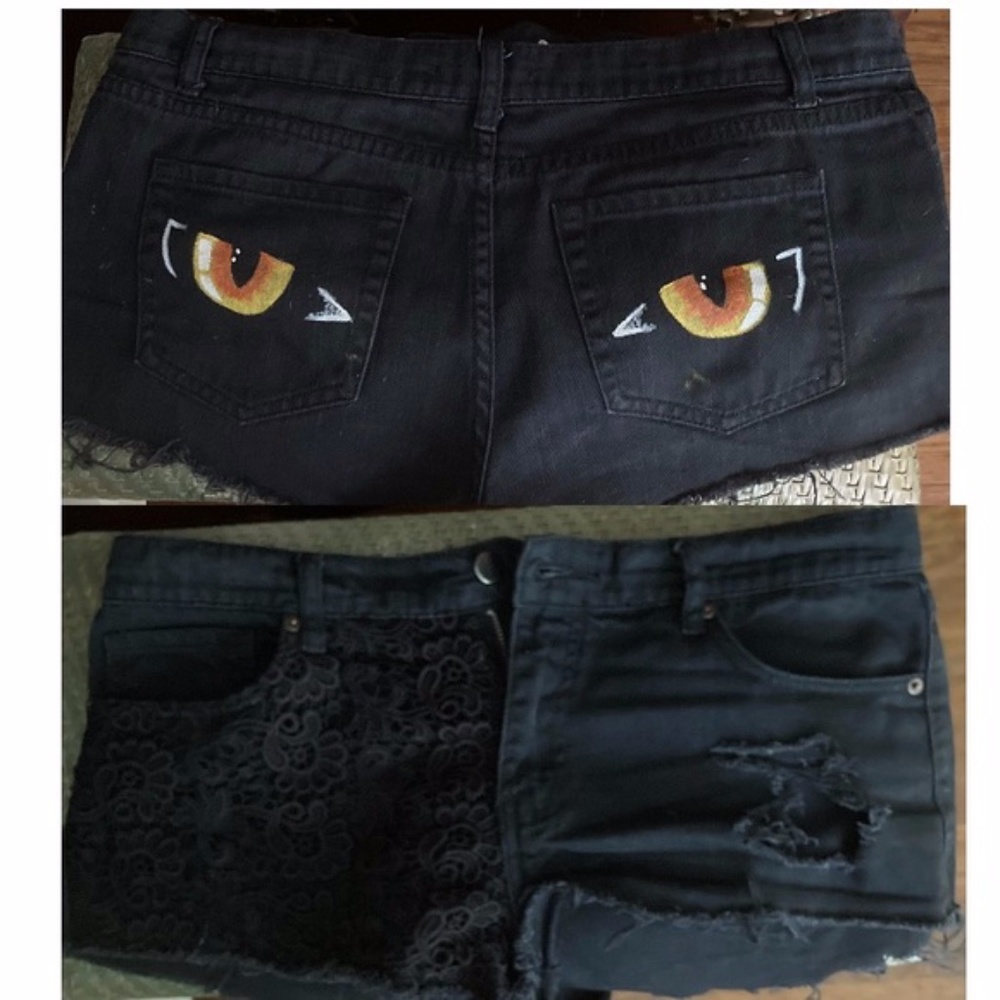 Painted jean shorts